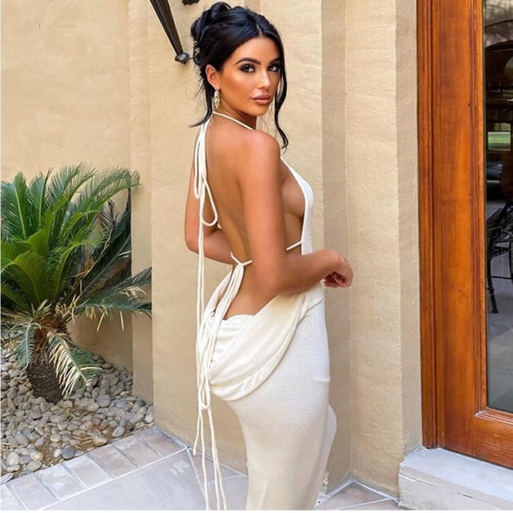 White open back maxi dress